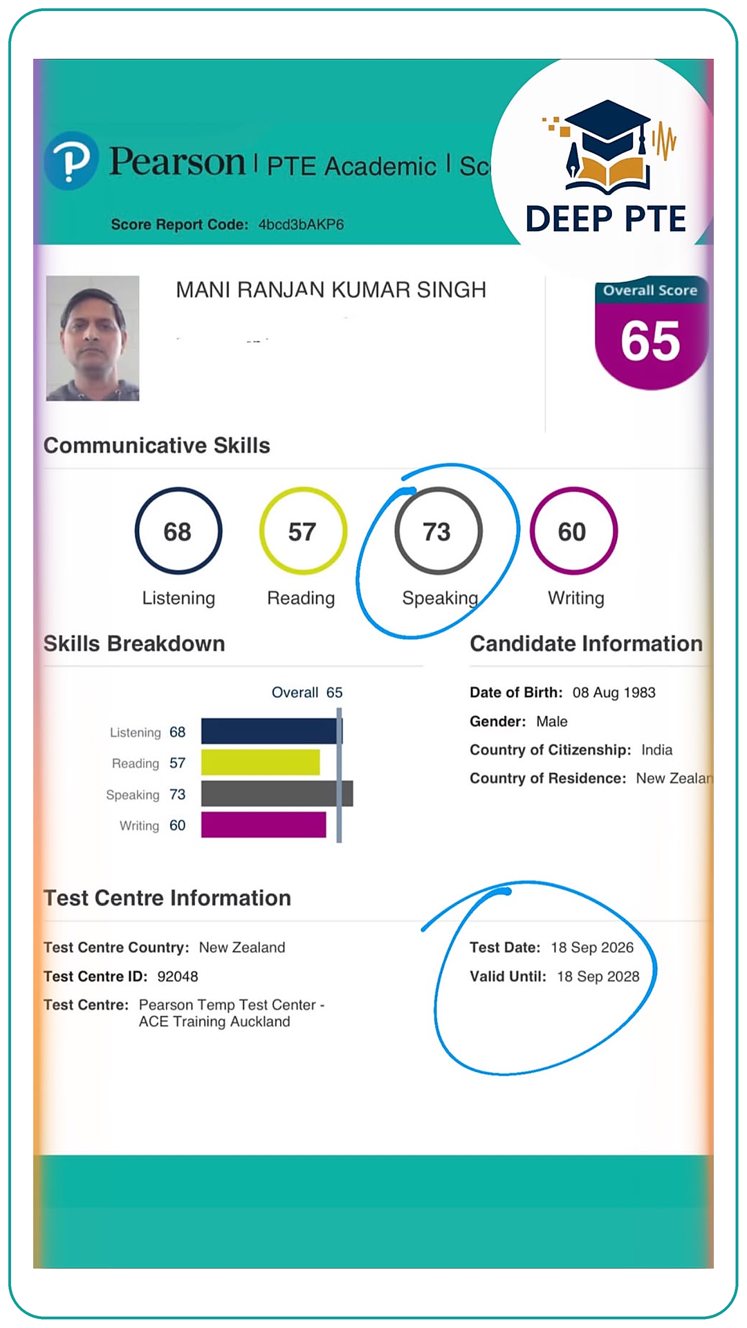 Student Result of Deep PTE