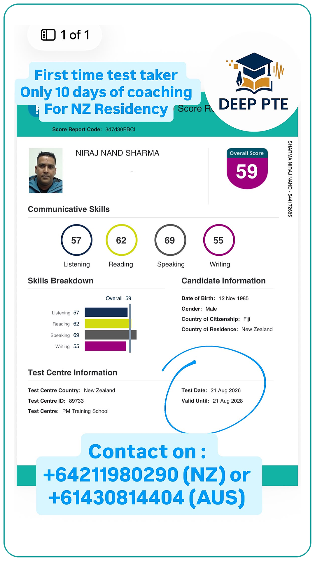 Student Result of Deep PTE