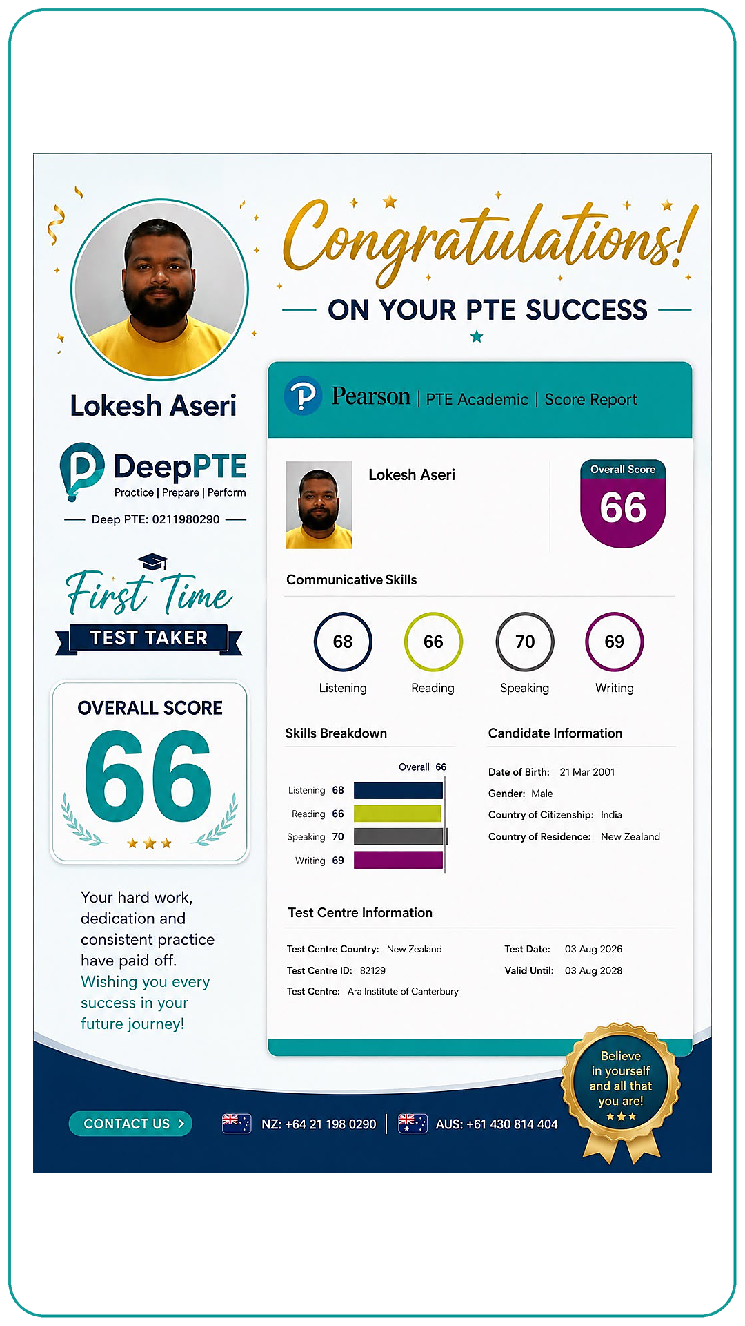 Student Result of Deep PTE
