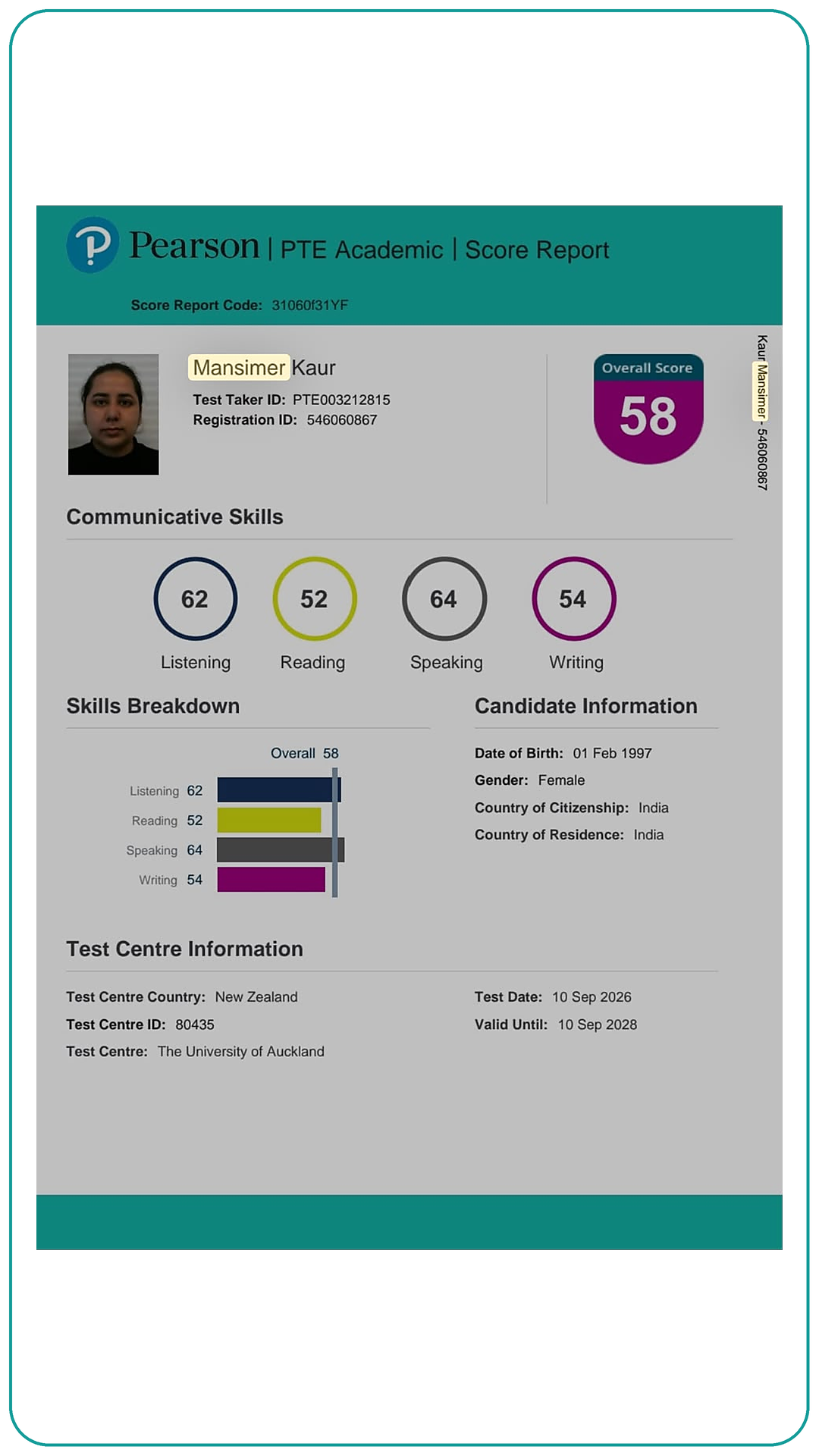 Student Result of Deep PTE